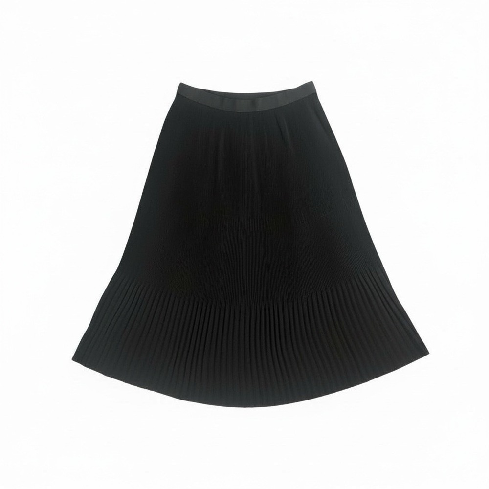 Adrianna Papell Black Pleated A Line‎ Midi Skirt Elastic Waist XL